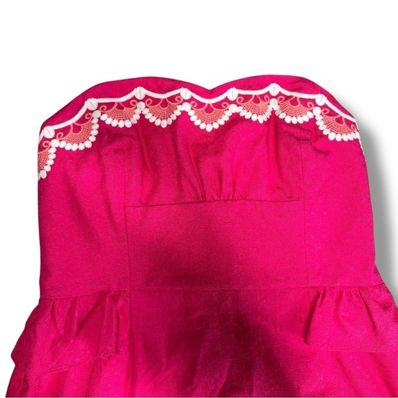Lilly Pulitzer Maybell Peplum Embroidered Dress in Azalea Pink Size 12 - Picture 2 of 16